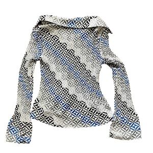 SUNNY Taylor Geometric Print Long Sleeve Blouse - L